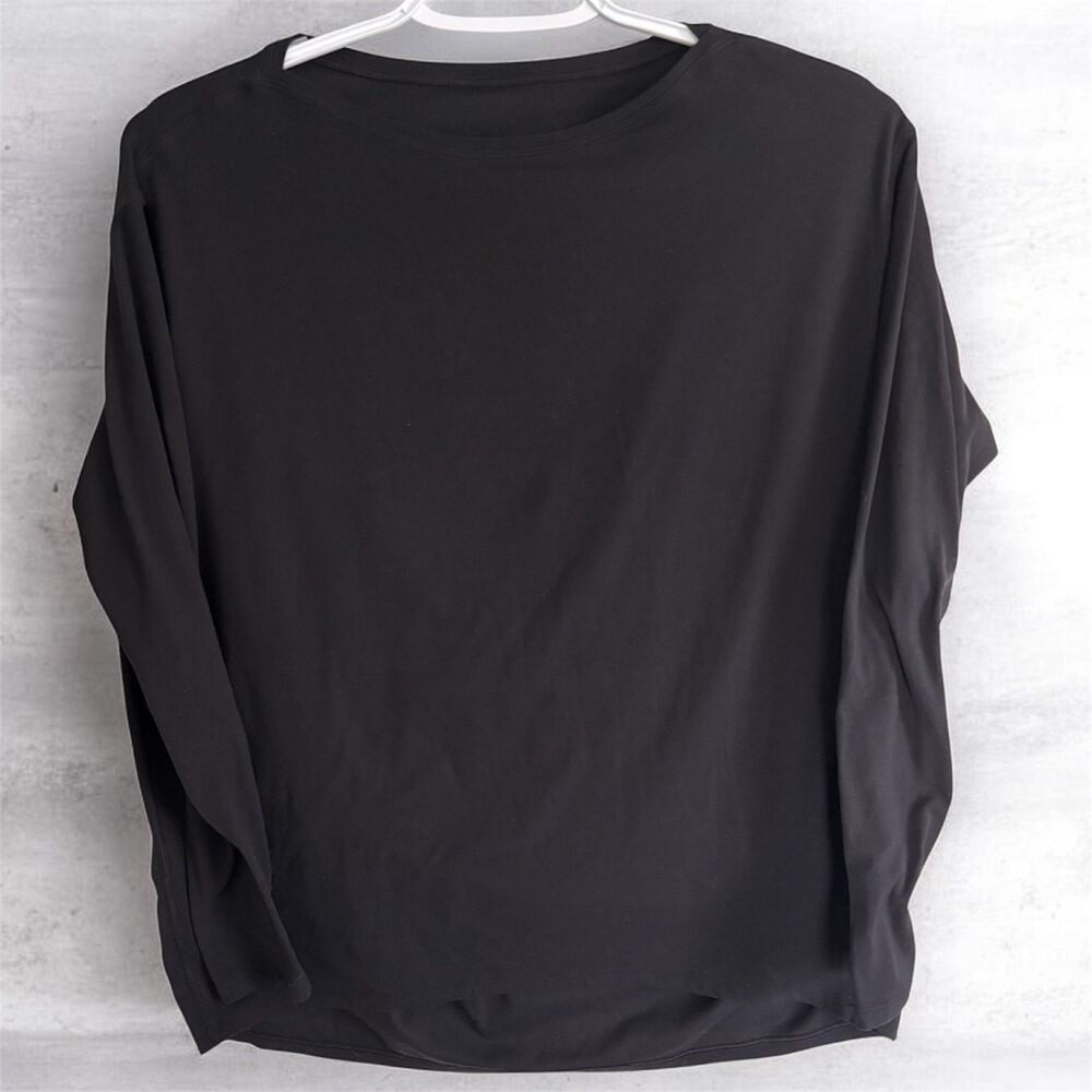 Lululemon Back In Action Long Sleeve Shirt Black Crewneck Dolman Slouchy M
